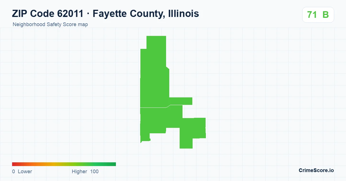 ZIP Code 62011 in Fayette County, Illinois neighborhood Safety Score map