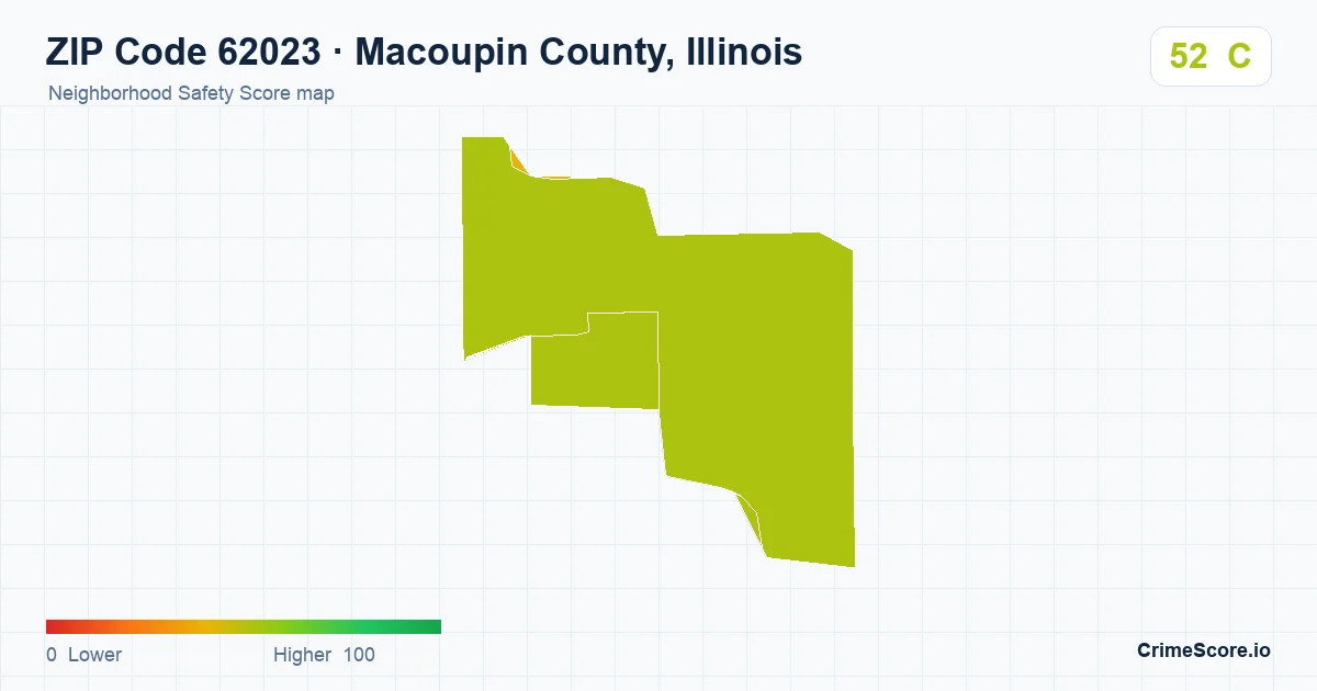 ZIP Code 62023 in Macoupin County, Illinois neighborhood Safety Score map