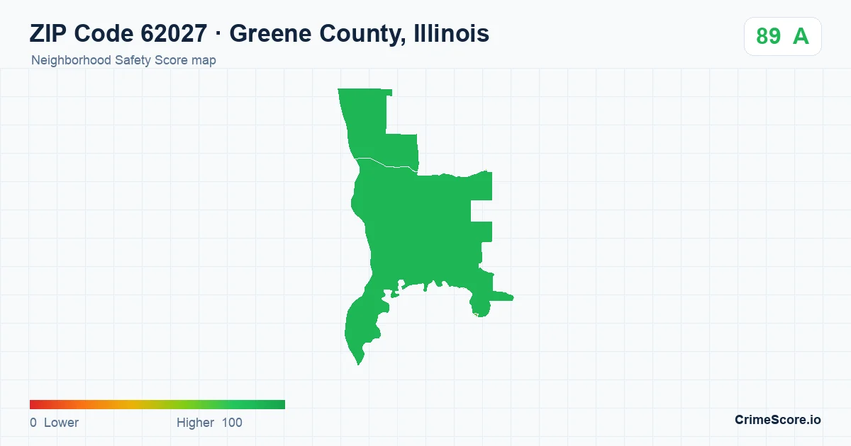 ZIP Code 62027 in Greene County, Illinois neighborhood Safety Score map