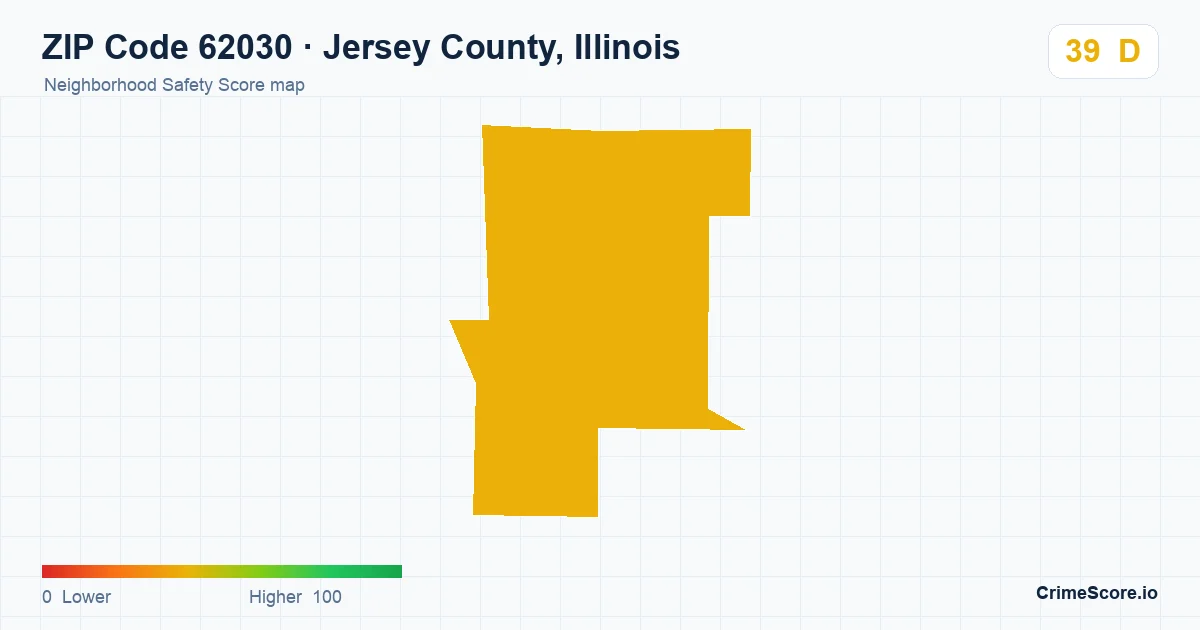 ZIP Code 62030 in Jersey County, Illinois neighborhood Safety Score map