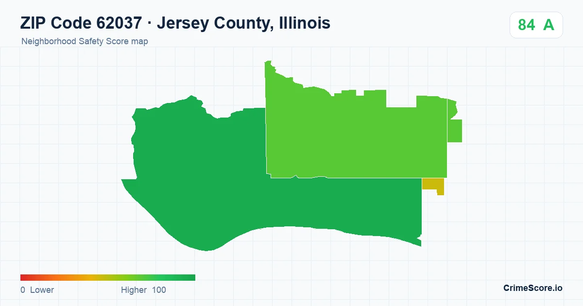 ZIP Code 62037 in Jersey County, Illinois neighborhood Safety Score map