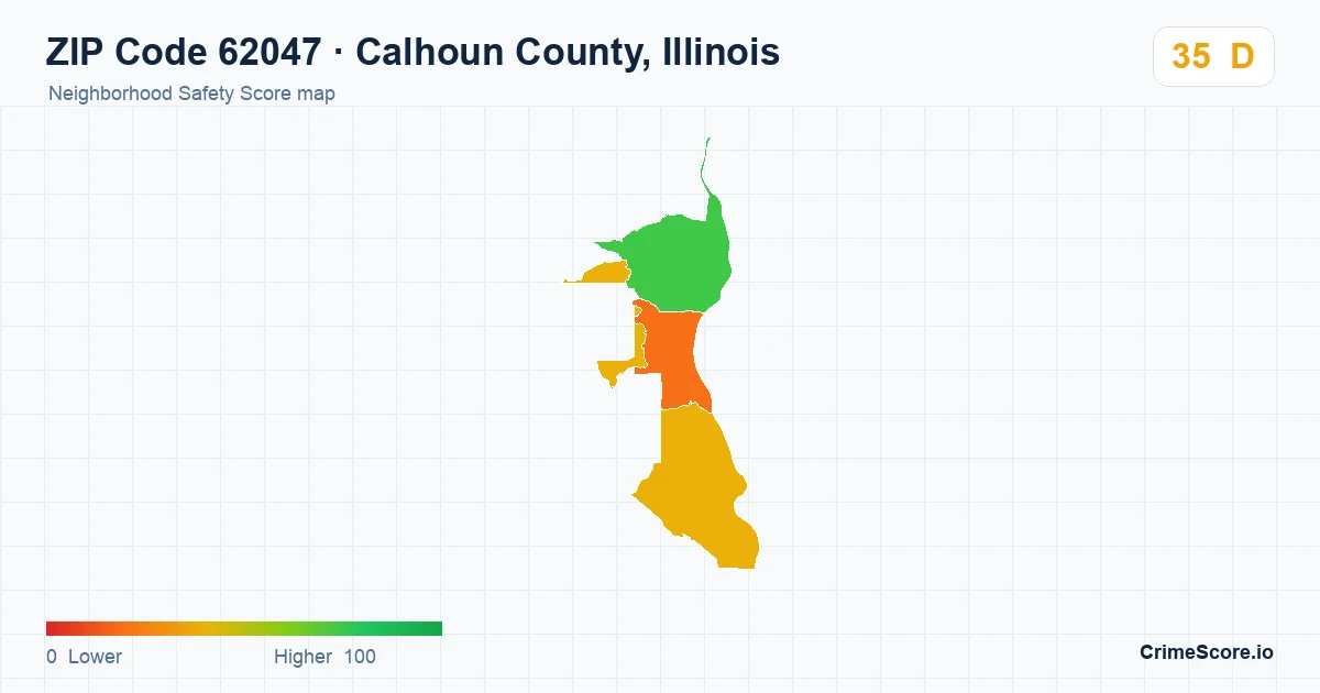 ZIP Code 62047 in Calhoun County, Illinois neighborhood Safety Score map