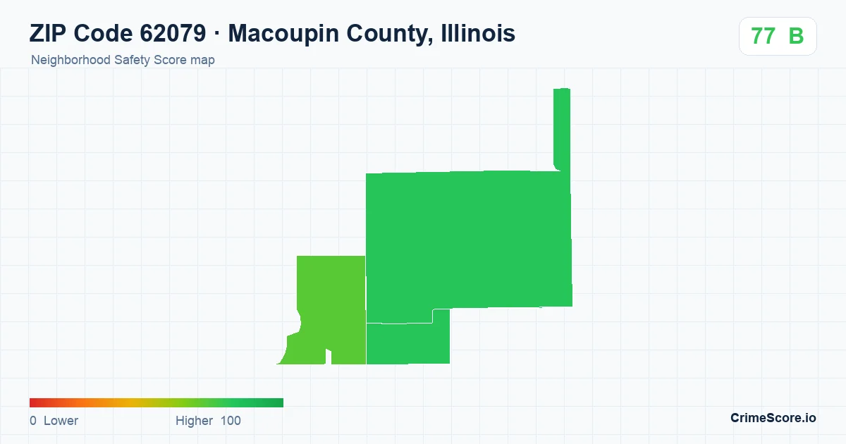 ZIP Code 62079 in Macoupin County, Illinois neighborhood Safety Score map
