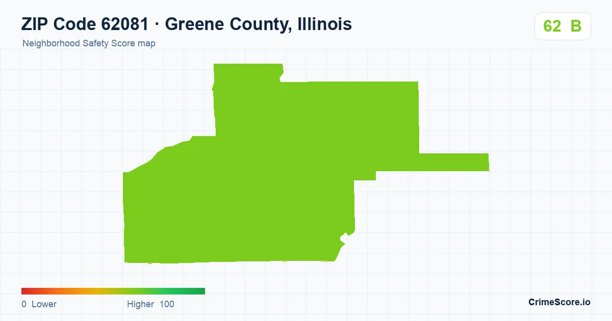 ZIP Code 62081 in Greene County, Illinois neighborhood Safety Score map