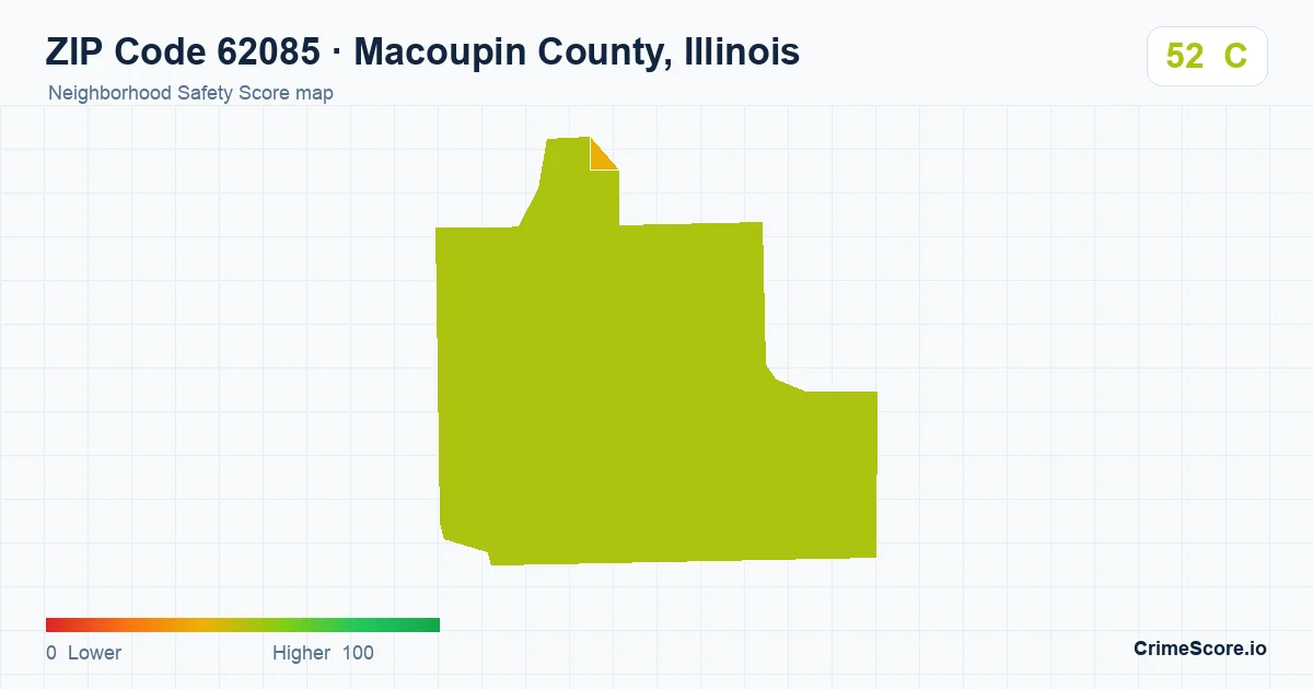 ZIP Code 62085 in Macoupin County, Illinois neighborhood Safety Score map