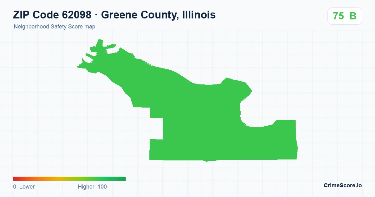 ZIP Code 62098 in Greene County, Illinois neighborhood Safety Score map