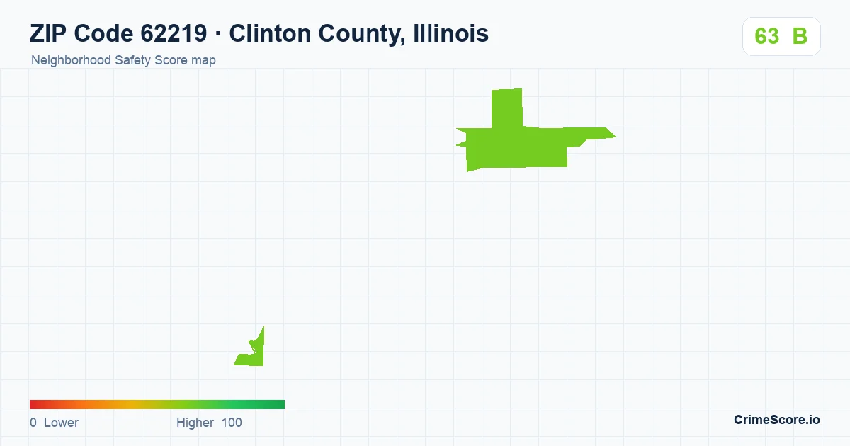 ZIP Code 62219 in Clinton County, Illinois neighborhood Safety Score map