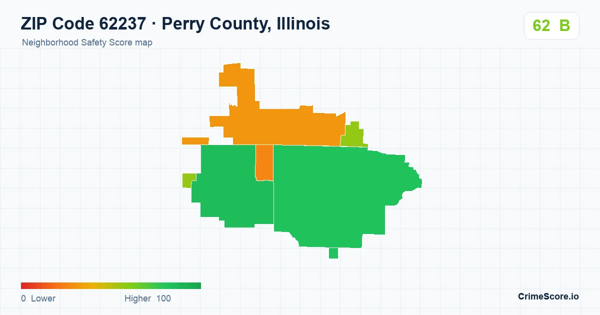 ZIP Code 62237 in Perry County, Illinois neighborhood Safety Score map