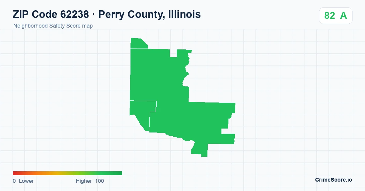 ZIP Code 62238 in Perry County, Illinois neighborhood Safety Score map