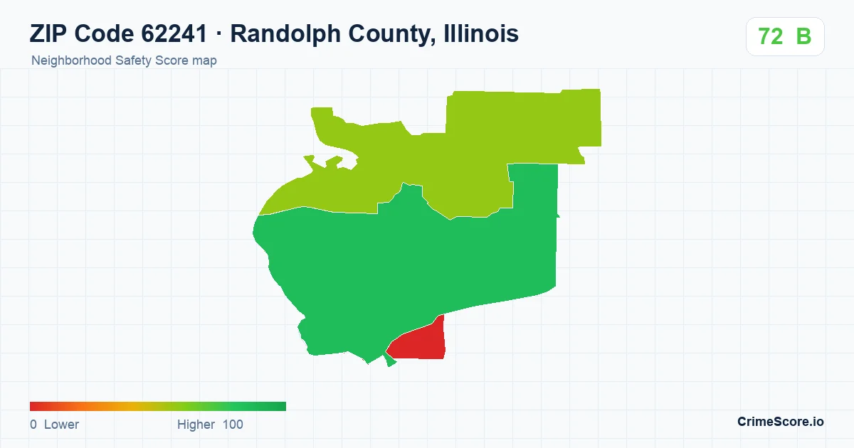 ZIP Code 62241 in Randolph County, Illinois neighborhood Safety Score map