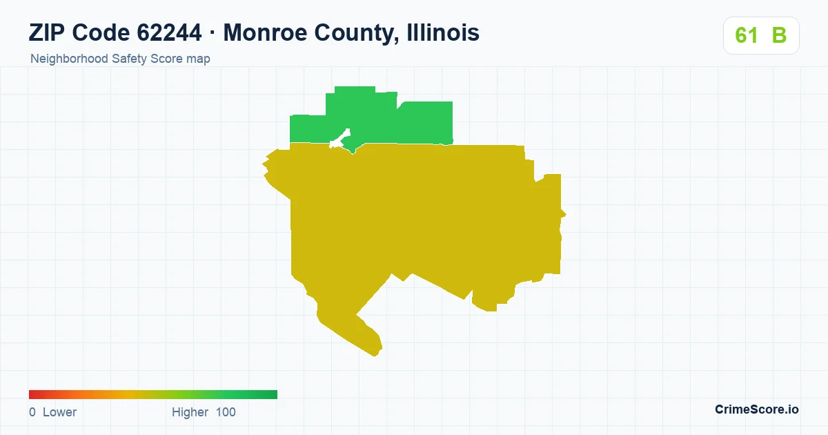 ZIP Code 62244 in Monroe County, Illinois neighborhood Safety Score map
