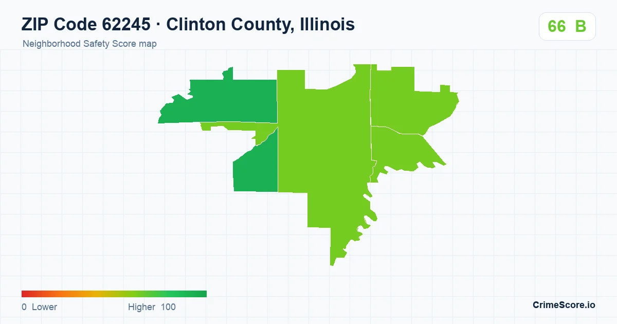 ZIP Code 62245 in Clinton County, Illinois neighborhood Safety Score map