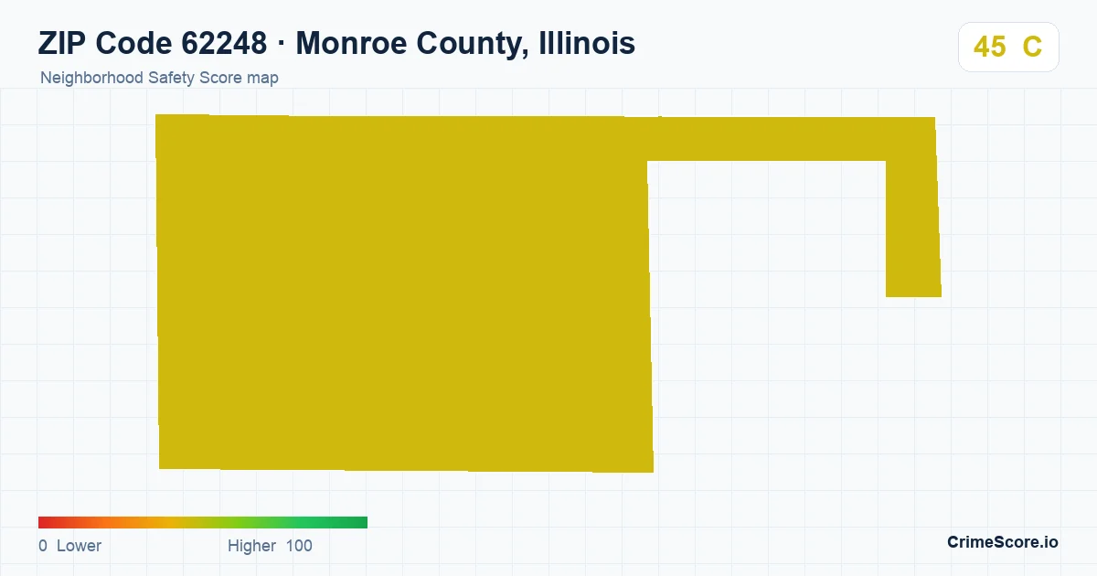 ZIP Code 62248 in Monroe County, Illinois neighborhood Safety Score map