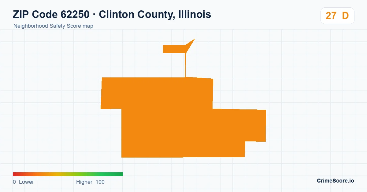 ZIP Code 62250 in Clinton County, Illinois neighborhood Safety Score map