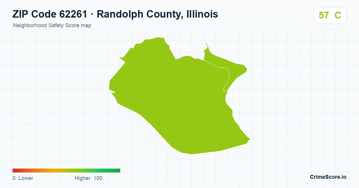 ZIP Code 62261 in Randolph County, Illinois neighborhood Safety Score map