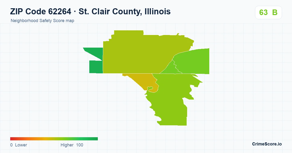 ZIP Code 62264 in St. Clair County, Illinois neighborhood Safety Score map