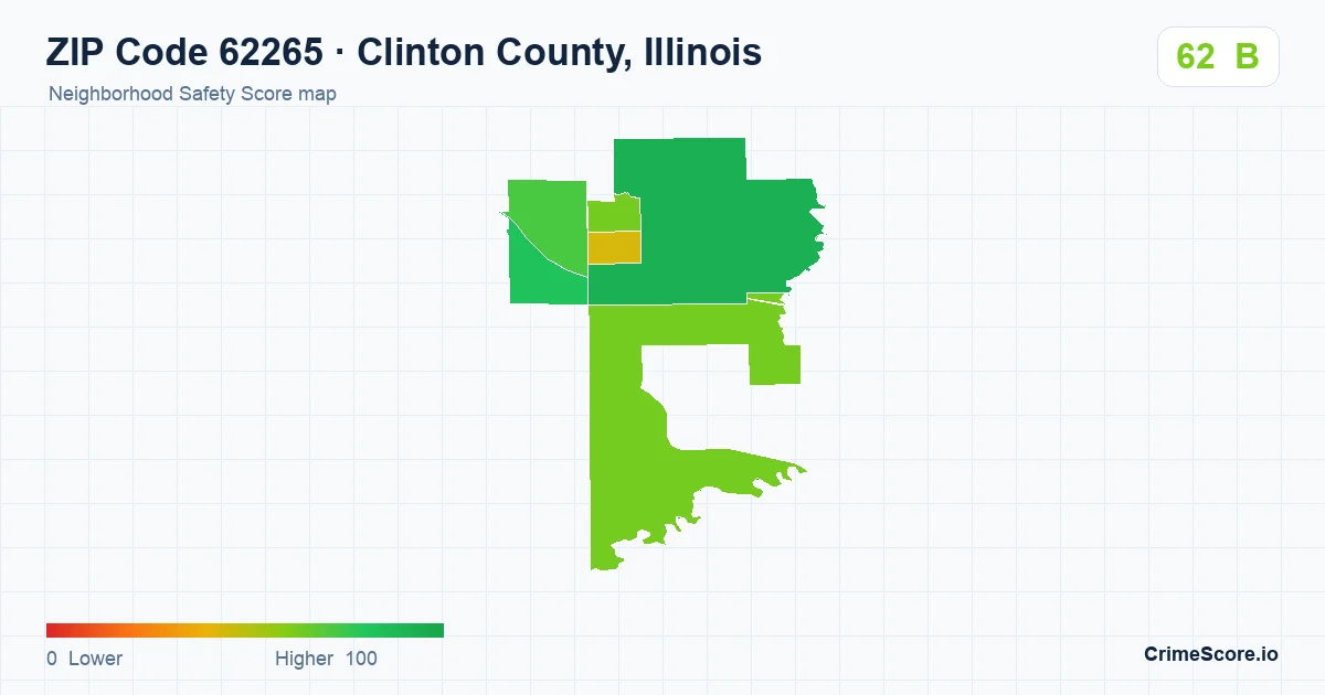 ZIP Code 62265 in Clinton County, Illinois neighborhood Safety Score map