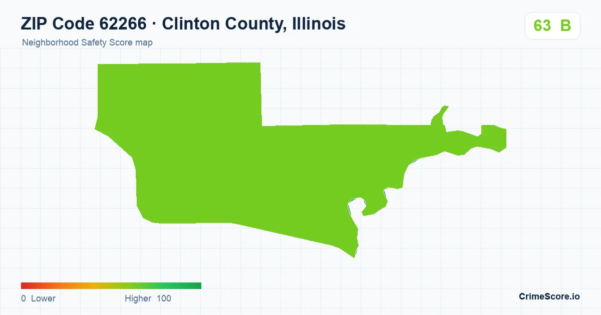 ZIP Code 62266 in Clinton County, Illinois neighborhood Safety Score map