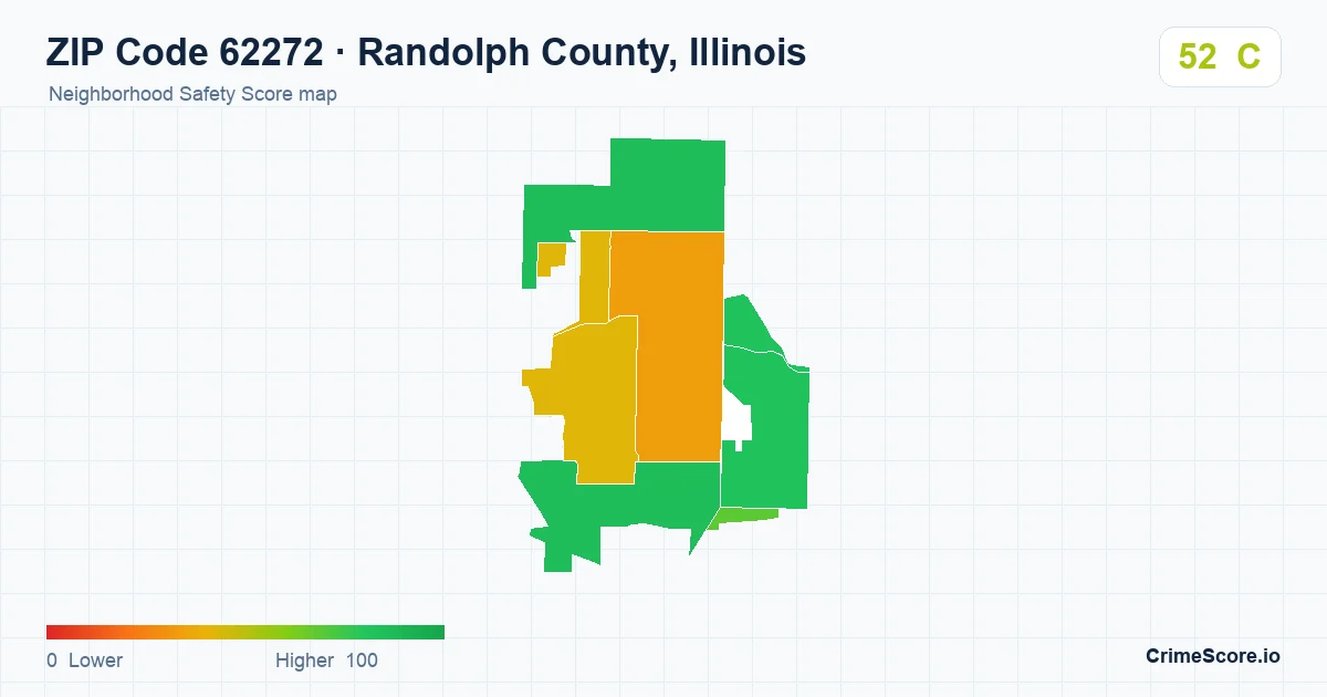 ZIP Code 62272 in Randolph County, Illinois neighborhood Safety Score map
