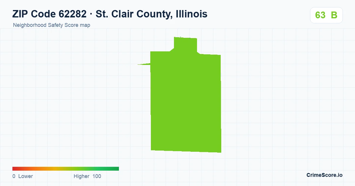 ZIP Code 62282 in St. Clair County, Illinois neighborhood Safety Score map