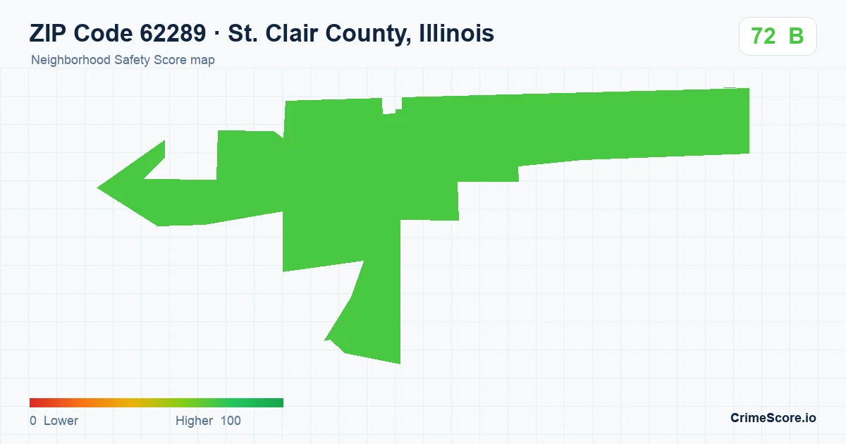 ZIP Code 62289 in St. Clair County, Illinois neighborhood Safety Score map