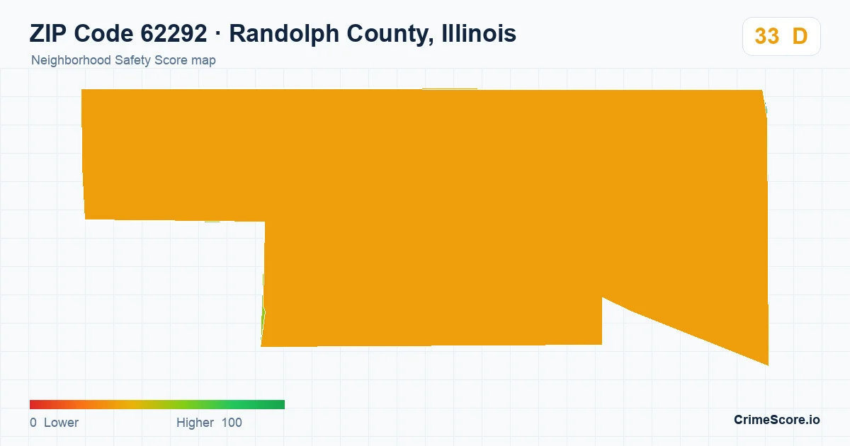 ZIP Code 62292 in Randolph County, Illinois neighborhood Safety Score map
