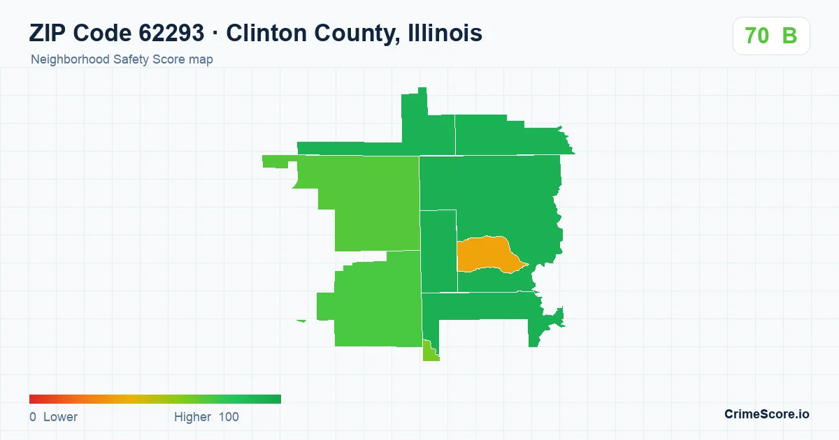 ZIP Code 62293 in Clinton County, Illinois neighborhood Safety Score map
