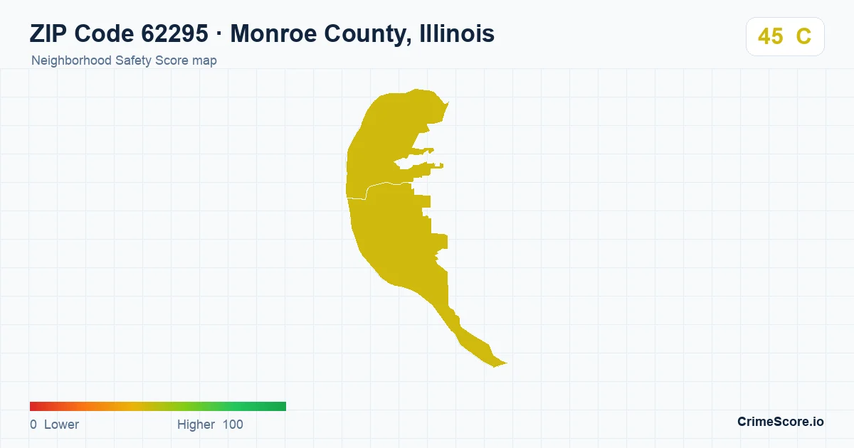 ZIP Code 62295 in Monroe County, Illinois neighborhood Safety Score map