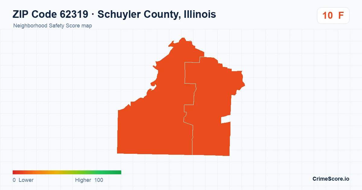 ZIP Code 62319 in Schuyler County, Illinois neighborhood Safety Score map
