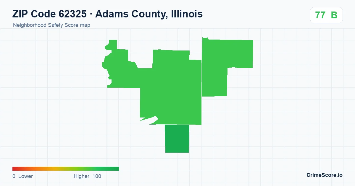 ZIP Code 62325 in Adams County, Illinois neighborhood Safety Score map