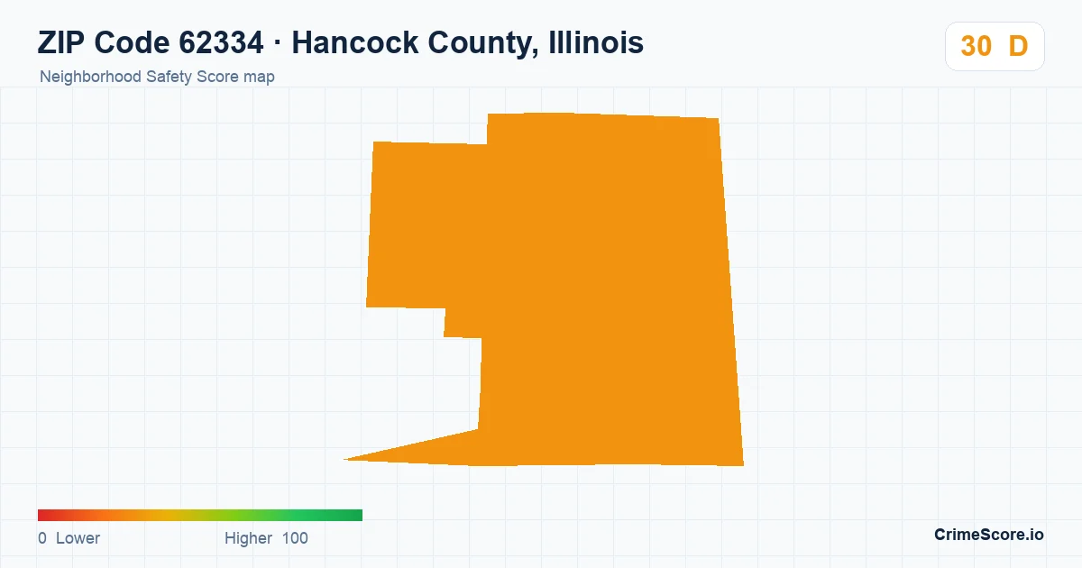 ZIP Code 62334 in Hancock County, Illinois neighborhood Safety Score map