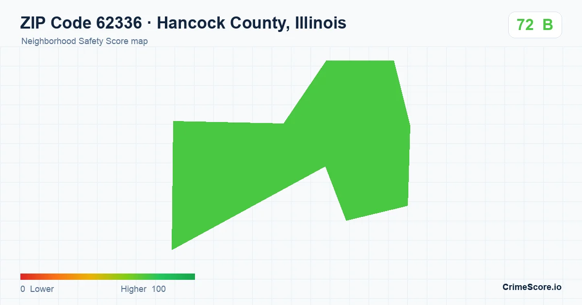 ZIP Code 62336 in Hancock County, Illinois neighborhood Safety Score map