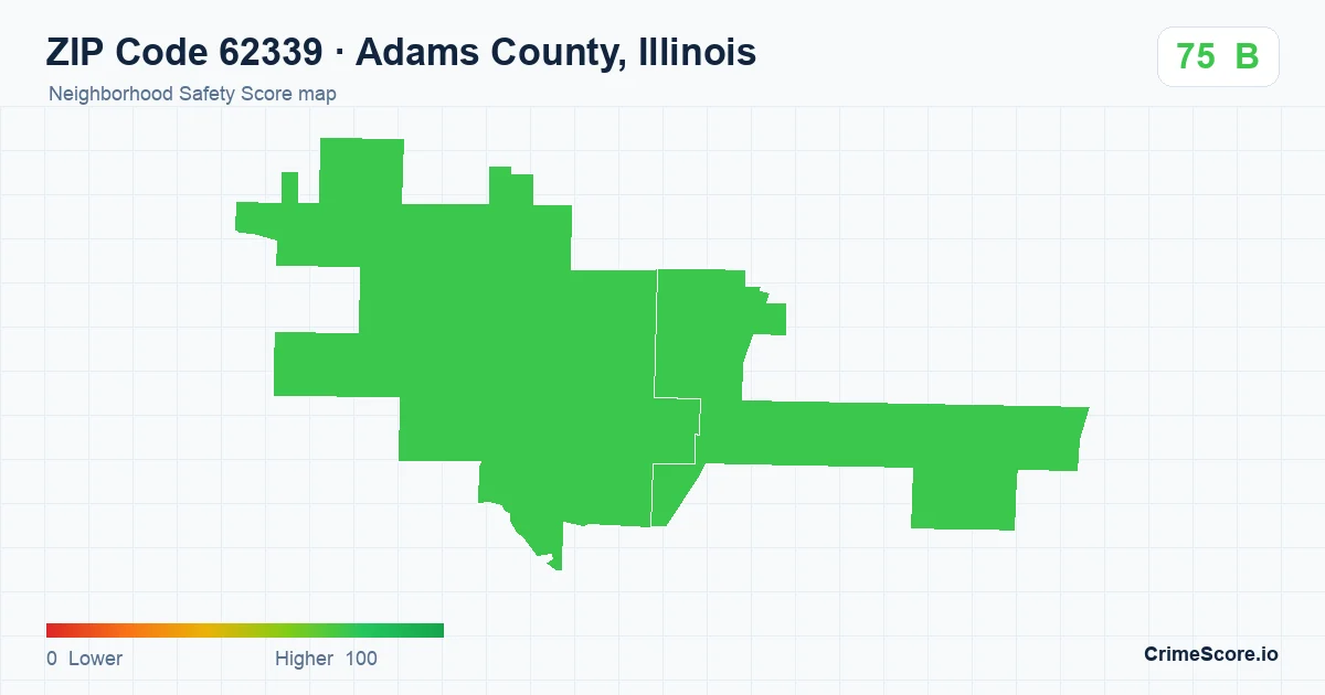 ZIP Code 62339 in Adams County, Illinois neighborhood Safety Score map