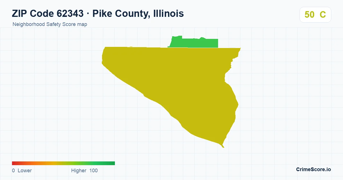 ZIP Code 62343 in Pike County, Illinois neighborhood Safety Score map