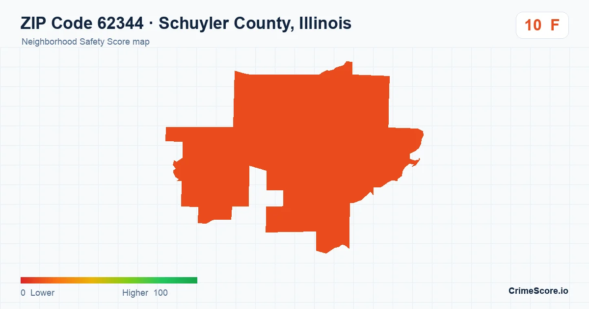 ZIP Code 62344 in Schuyler County, Illinois neighborhood Safety Score map