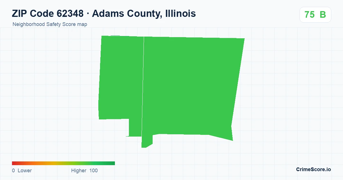 ZIP Code 62348 in Adams County, Illinois neighborhood Safety Score map