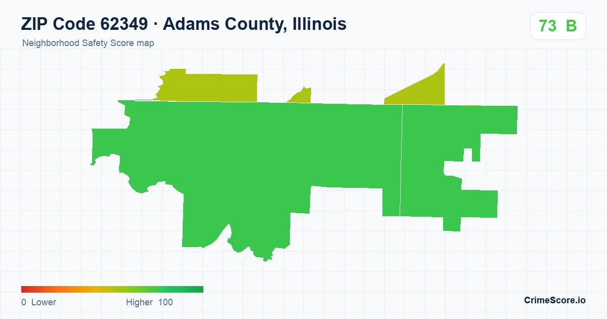 ZIP Code 62349 in Adams County, Illinois neighborhood Safety Score map