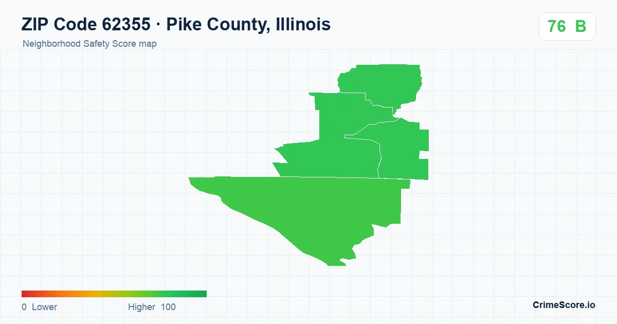 ZIP Code 62355 in Pike County, Illinois neighborhood Safety Score map