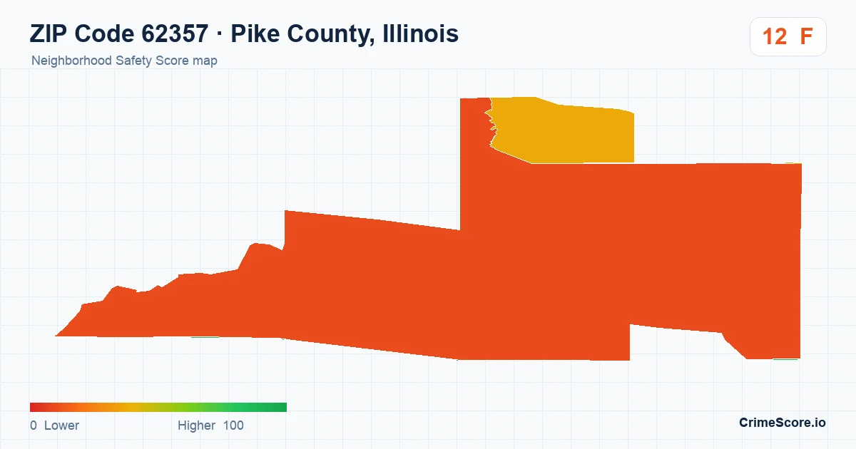 ZIP Code 62357 in Pike County, Illinois neighborhood Safety Score map