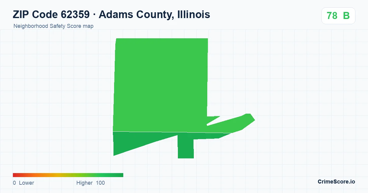 ZIP Code 62359 in Adams County, Illinois neighborhood Safety Score map