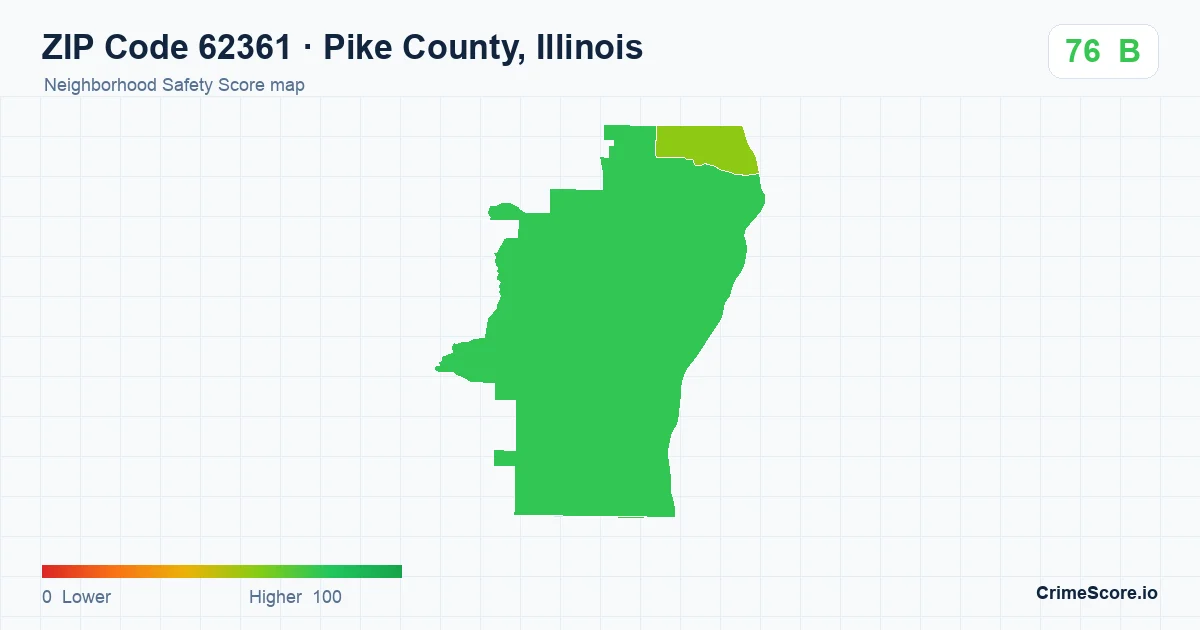 ZIP Code 62361 in Pike County, Illinois neighborhood Safety Score map