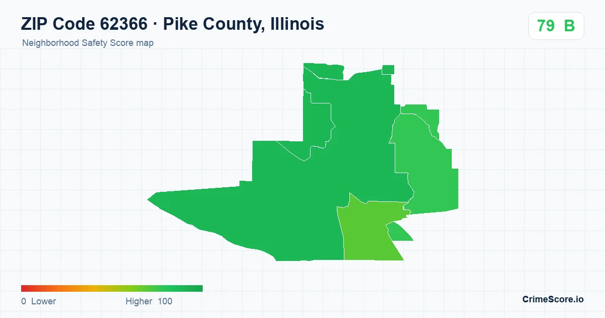 ZIP Code 62366 in Pike County, Illinois neighborhood Safety Score map
