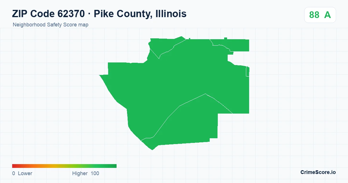ZIP Code 62370 in Pike County, Illinois neighborhood Safety Score map