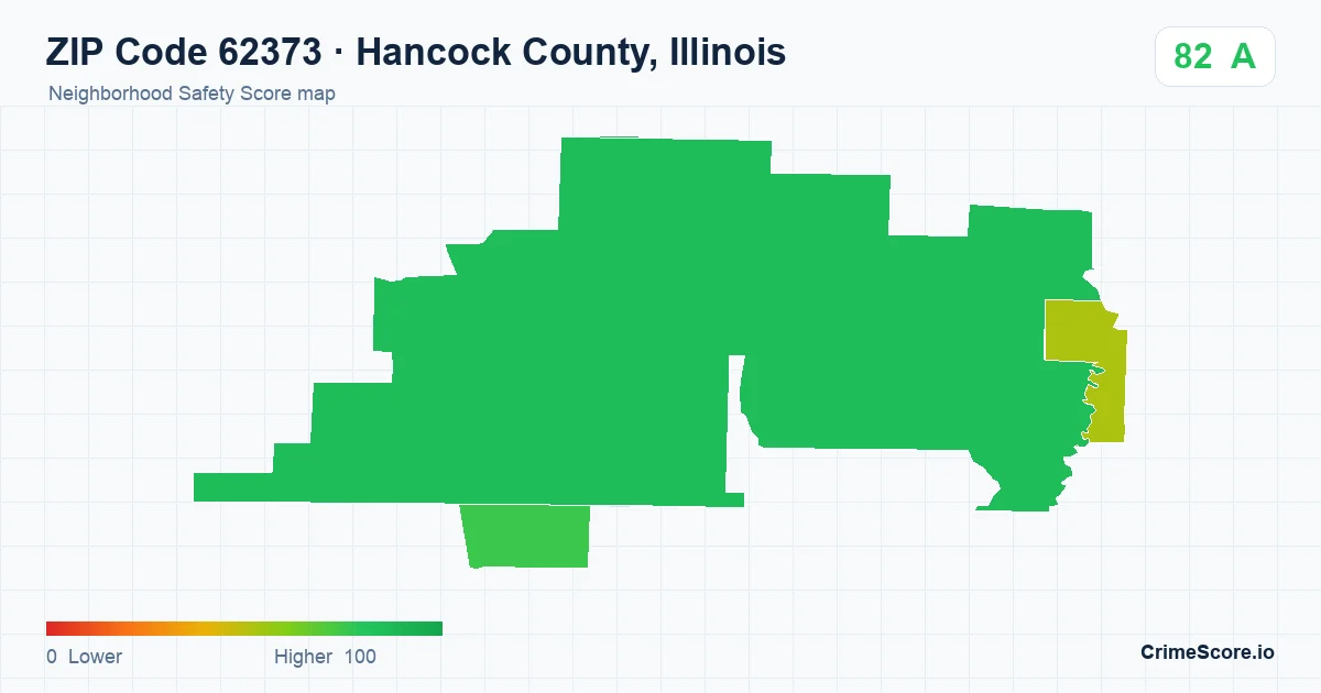 ZIP Code 62373 in Hancock County, Illinois neighborhood Safety Score map