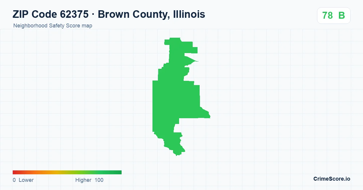 ZIP Code 62375 in Brown County, Illinois neighborhood Safety Score map