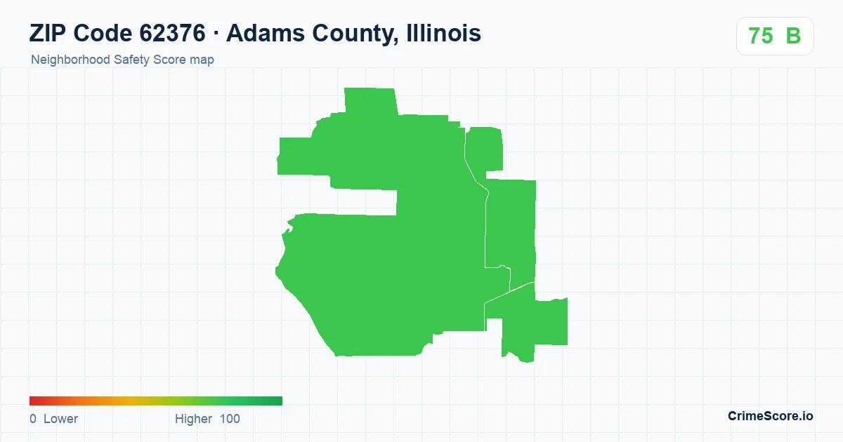ZIP Code 62376 in Adams County, Illinois neighborhood Safety Score map