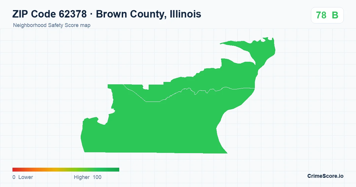 ZIP Code 62378 in Brown County, Illinois neighborhood Safety Score map