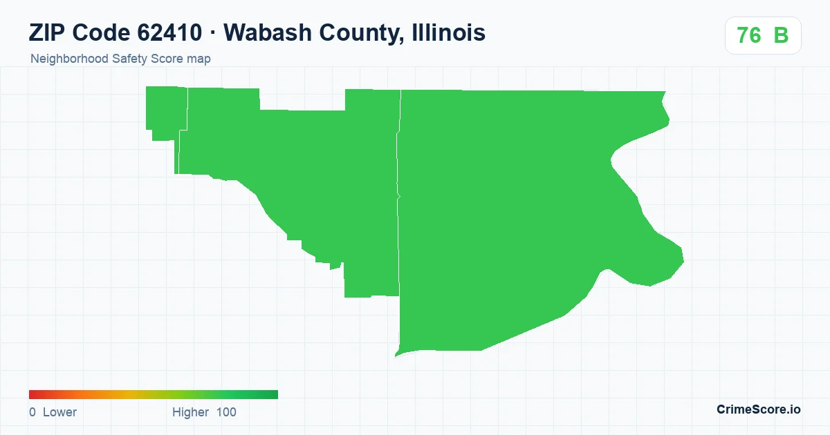 ZIP Code 62410 in Wabash County, Illinois neighborhood Safety Score map