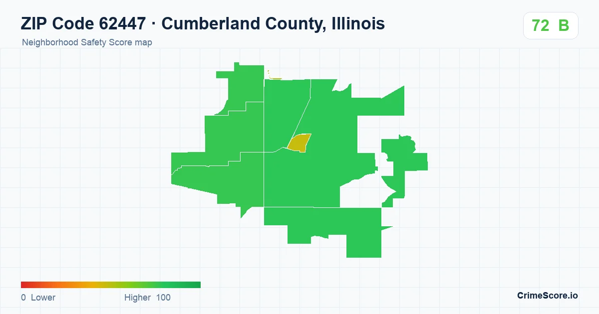 ZIP Code 62447 in Cumberland County, Illinois neighborhood Safety Score map