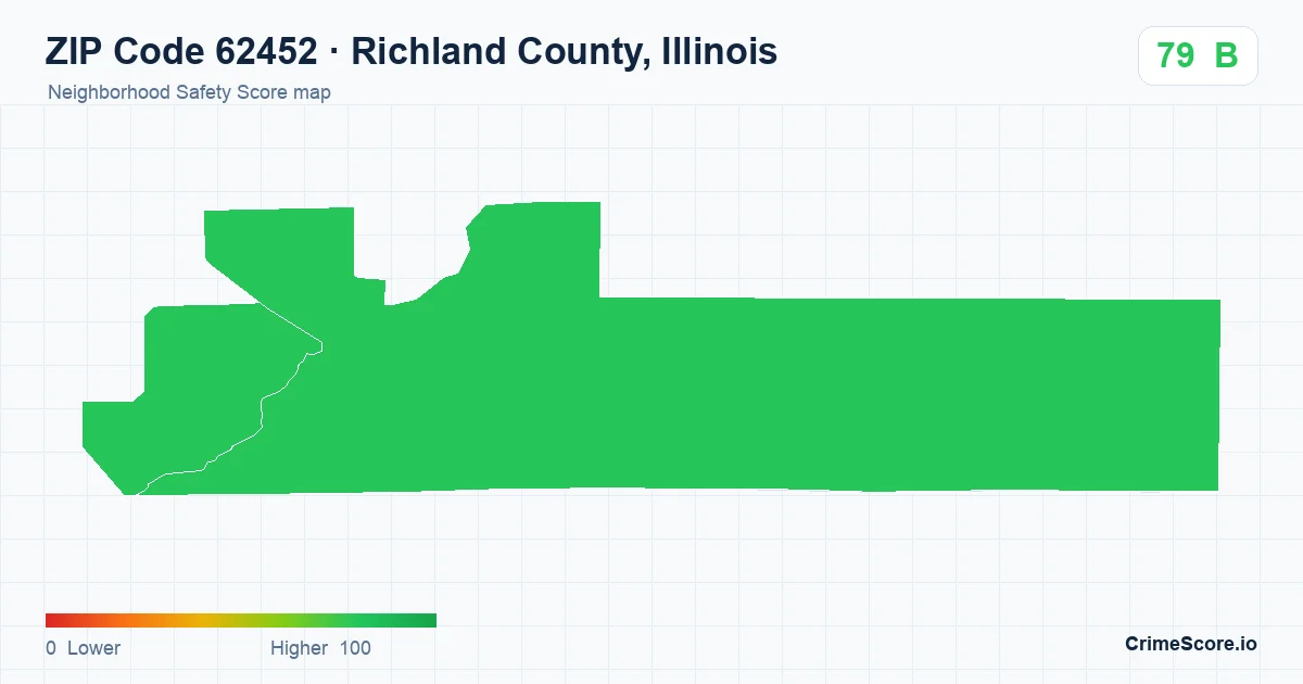 ZIP Code 62452 in Richland County, Illinois neighborhood Safety Score map